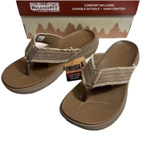 Skechers  Flip Flops Sandals Mens Size 12 Parson SD-Gino Khaki Beige Summer NIB